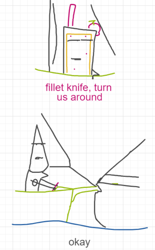 A panel from Ready Oar Knot, episode three of the Board Boards object show by Furretwalk/WalkingFurret.